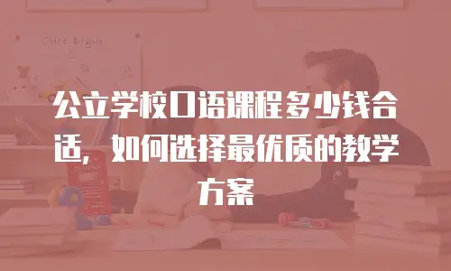 公立学校口语课程多少钱合适，如何选择最优质的教学方案