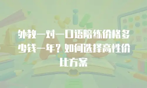 外教一对一口语陪练价格多少钱一年？如何选择高性价比方案