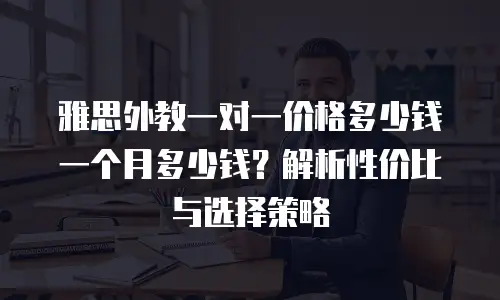 雅思外教一对一价格多少钱一个月多少钱？解析性价比与选择策略